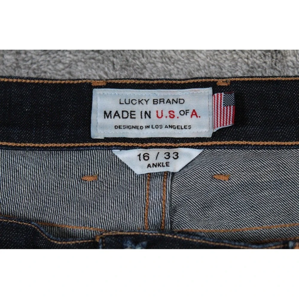 NWOT Lucky Brand Jeans Shorts 16/33 Women Blue Distressed Made In‎ USA Summer